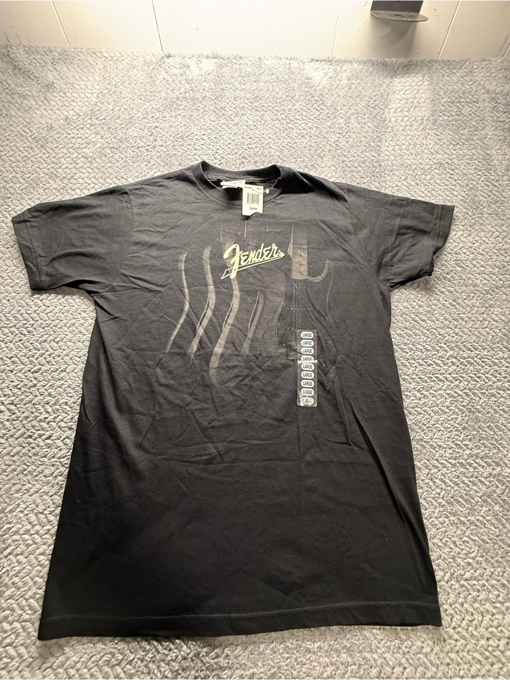 Fender Black Graphic Tee with Subtle Guitar Print
